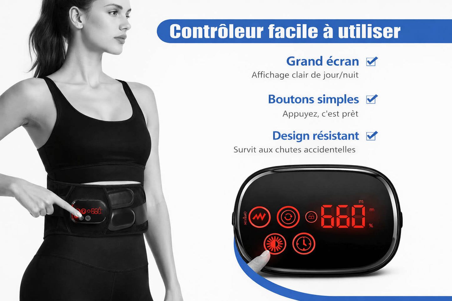 Ceinture Lombaire Premium ThérapieLED – Soutien Chaleur douce & Vibration